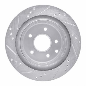 Infiniti M45 Brake Rotor (1) - Rear Right - R1 Concepts - Drilled & Slotted - Silver - `02-`06